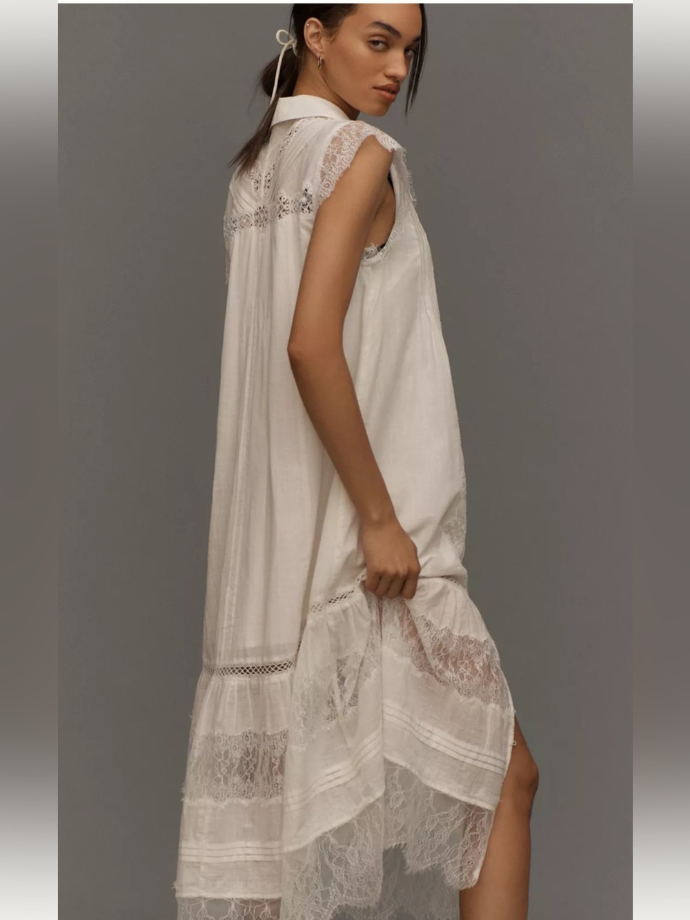 Anthropologie Coral Crochet-Trim Sundress